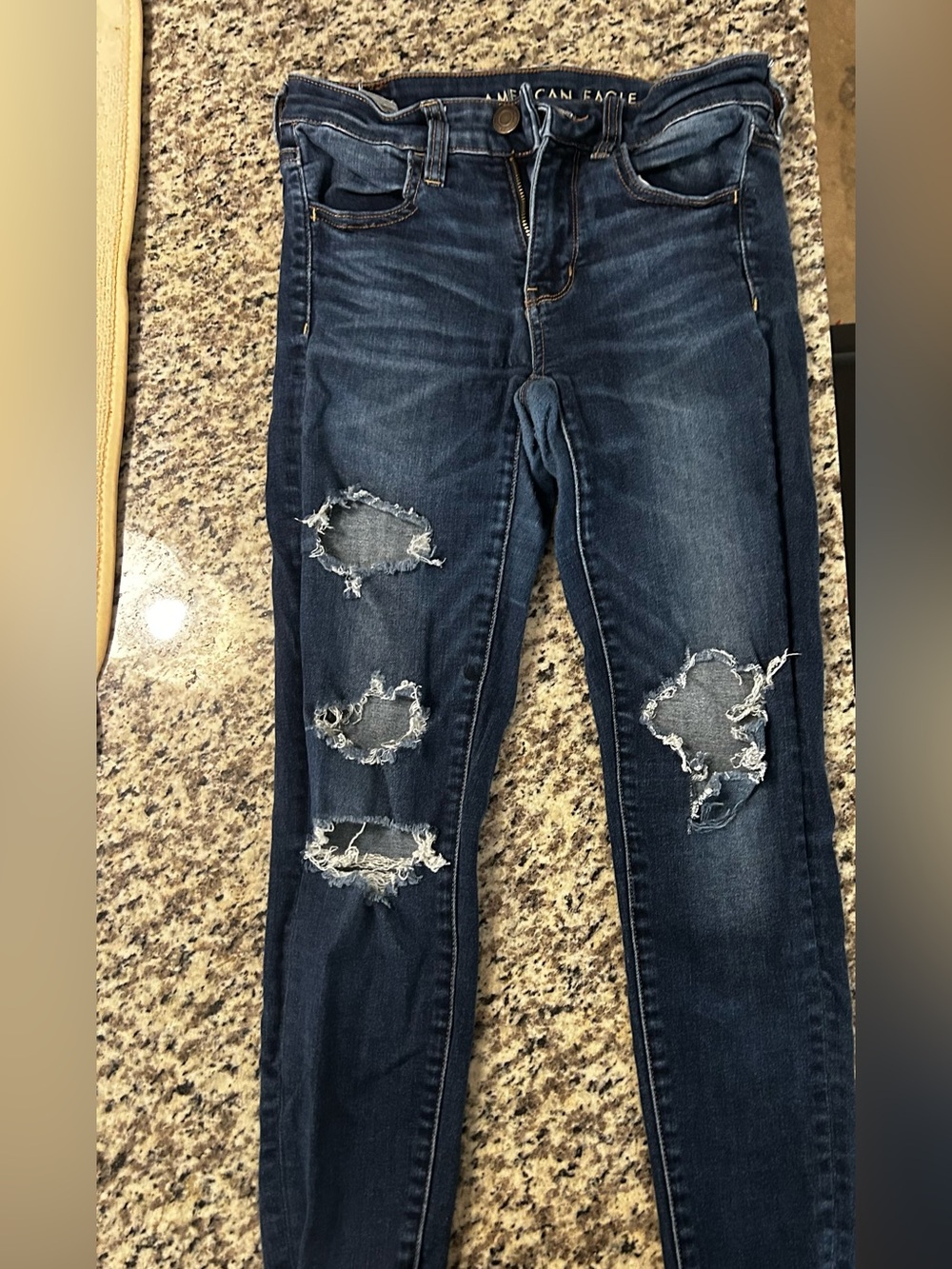 American Eagle Outfitters Dark Wash Ripped Skinny Jeans